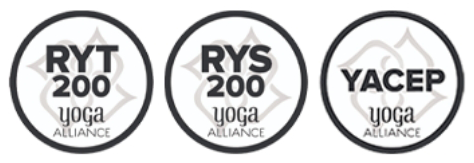 RYT and RYS 200 Yoga Alliance approved, ACE approved, AFAA approved provider, and NASM approved provider.